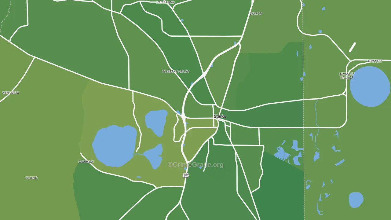 Bradford County, FL Map of Vehicle Theft Rates