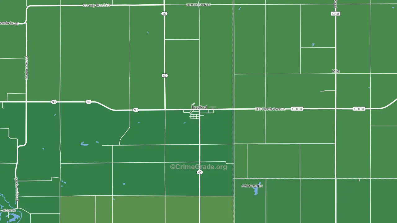 Bradford, IL Map of Vehicle Theft Rates