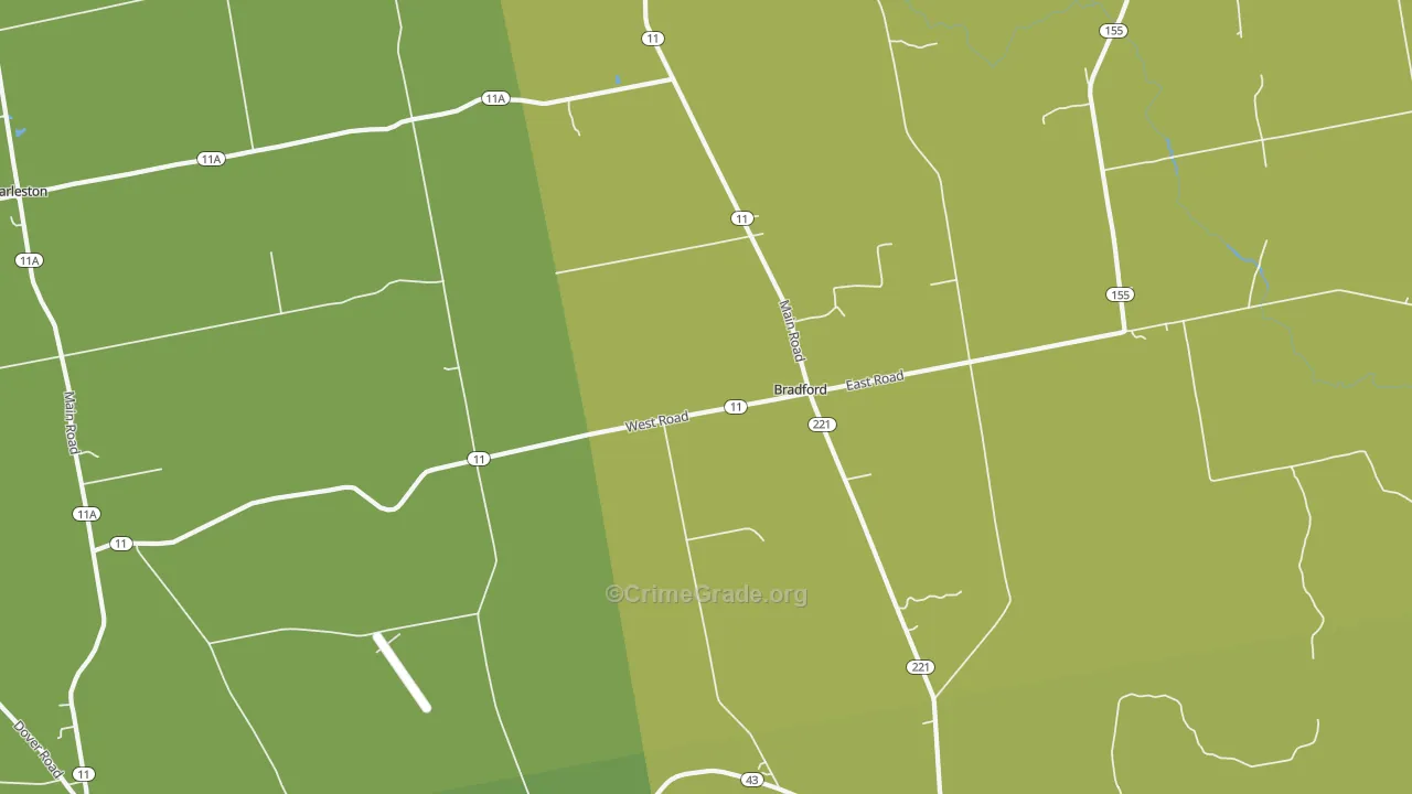Bradford, ME Map of Vehicle Theft Rates