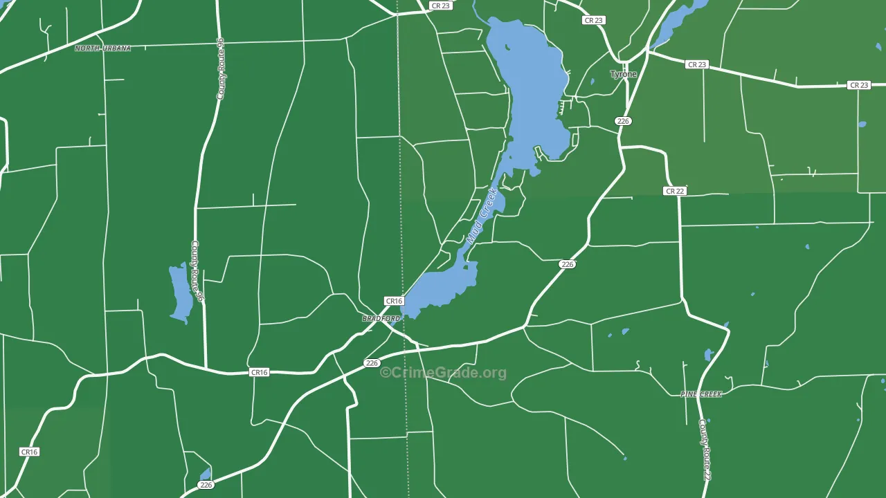 Bradford, NY Map of Vehicle Theft Rates