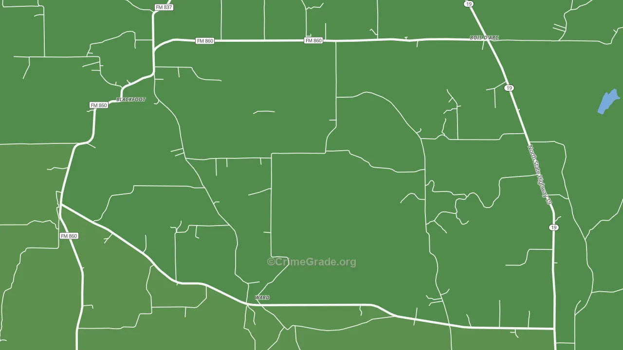 Bradford, TX Map of Vehicle Theft Rates
