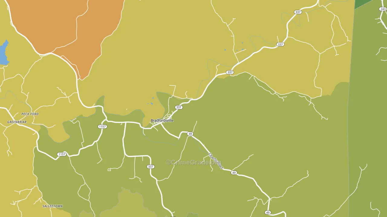 Bradfordsville, KY Map of Vehicle Theft Rates