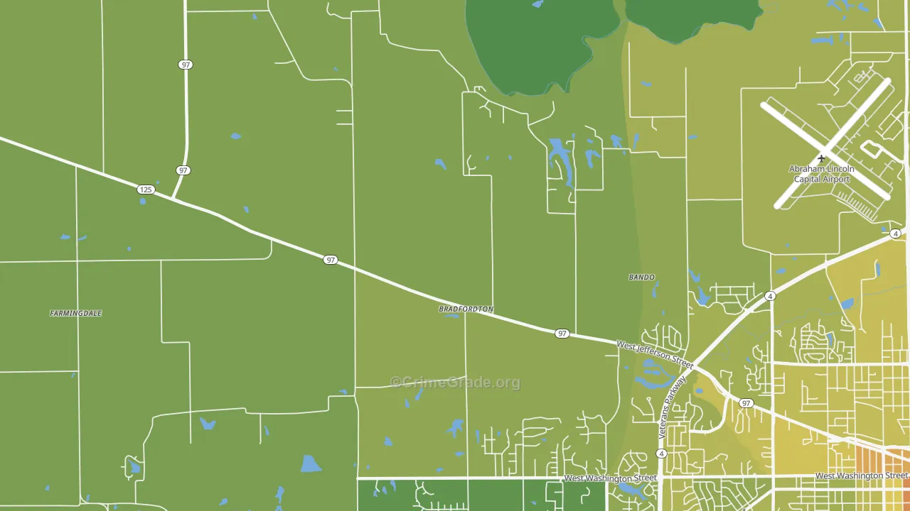 Bradfordton, IL Map of Vehicle Theft Rates