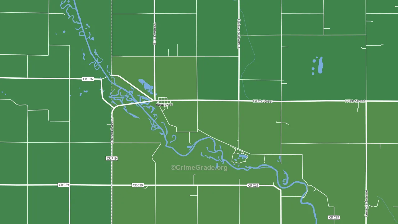 Bradgate, IA Map of Vehicle Theft Rates