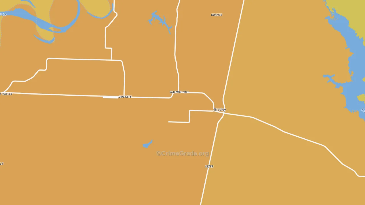 Bradley, AR Map of Vehicle Theft Rates