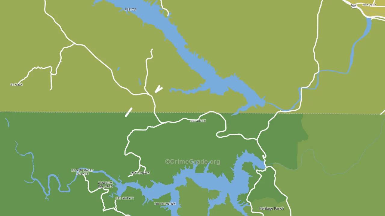 Bradley, CA Map of Vehicle Theft Rates
