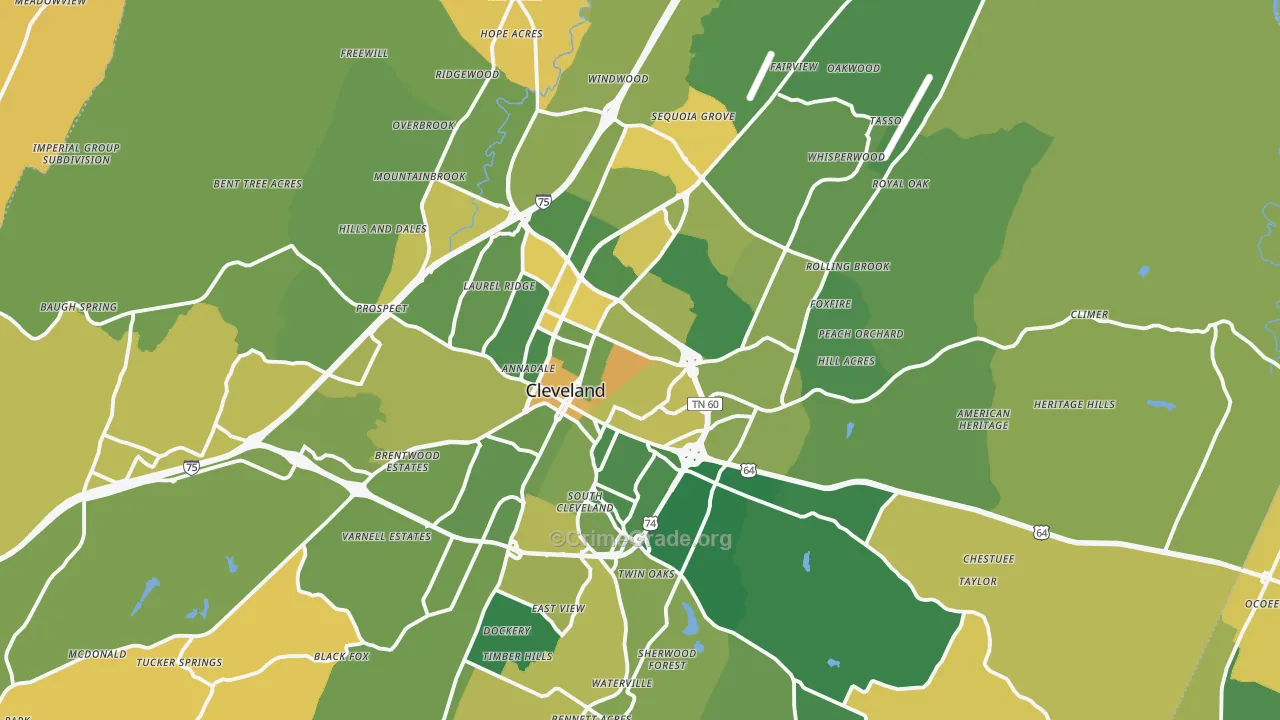 Bradley County, TN Map of Vehicle Theft Rates