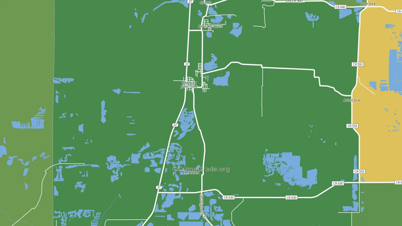 Bradley, FL Map of Vehicle Theft Rates