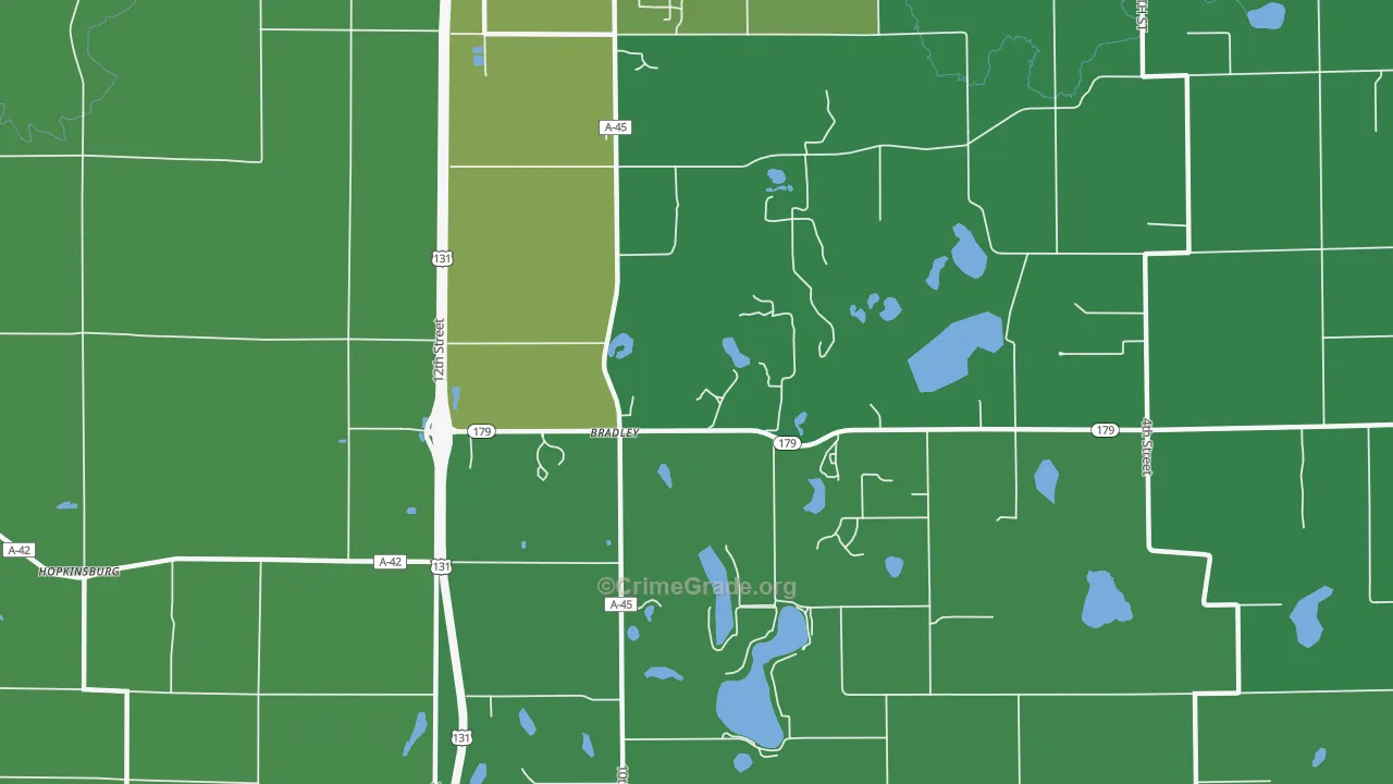 Bradley, MI Map of Vehicle Theft Rates