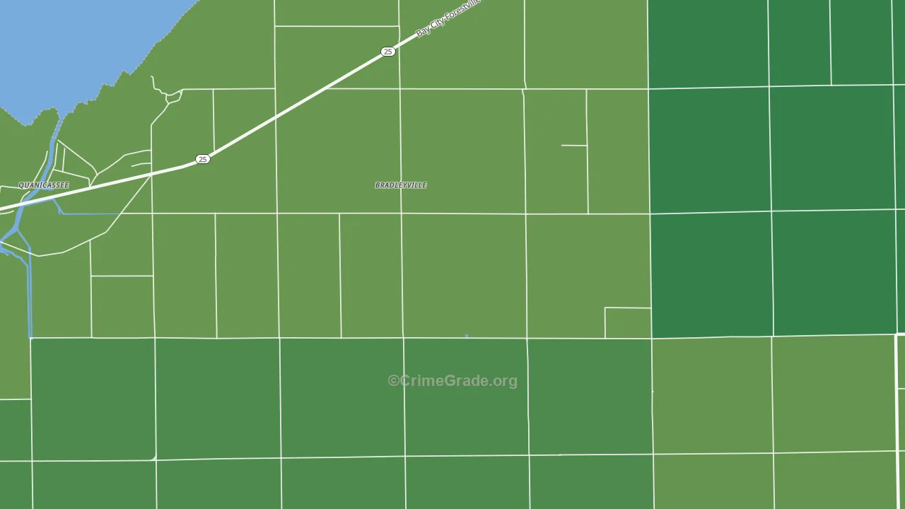 Bradleyville, MI Map of Vehicle Theft Rates