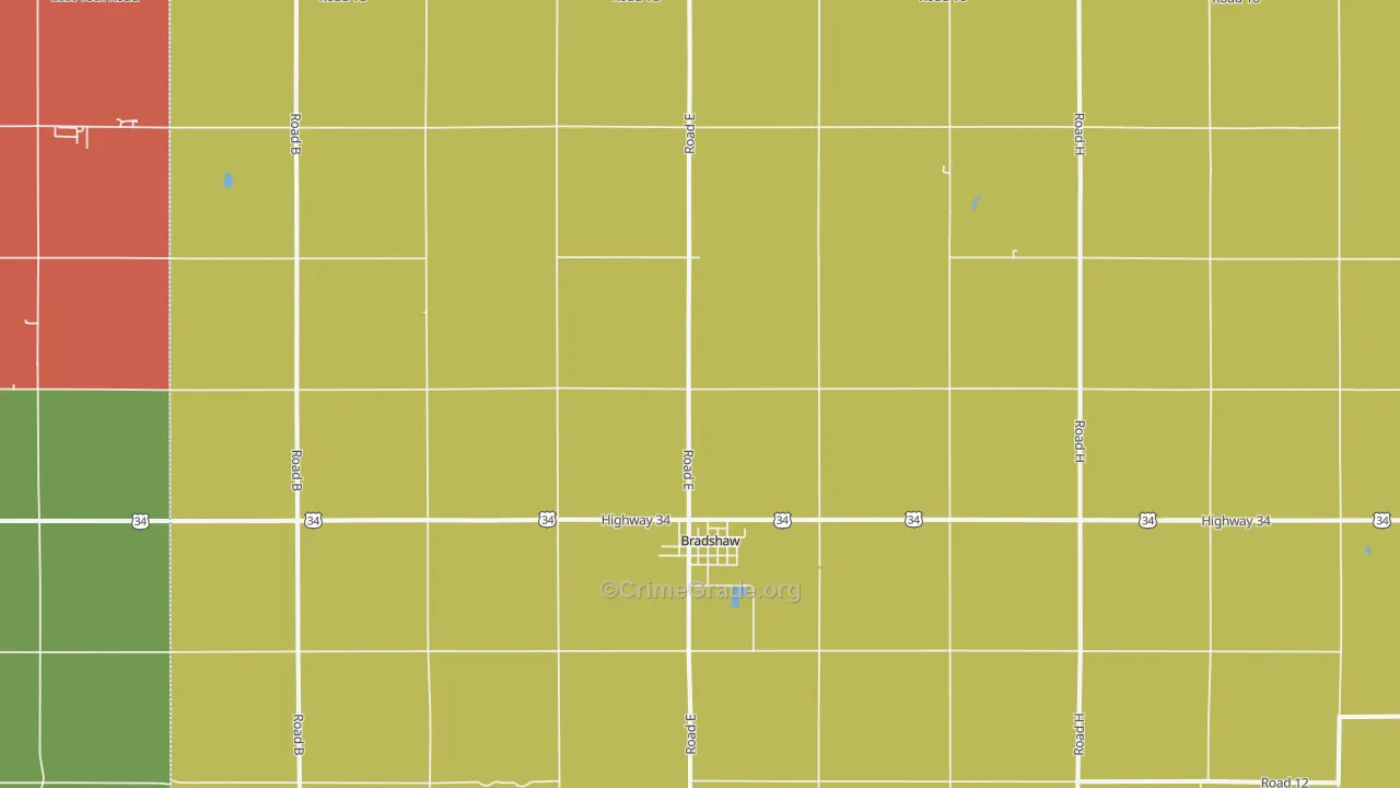 Bradshaw, NE Map of Vehicle Theft Rates