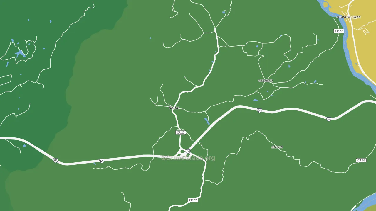 Bragg, WV Map of Vehicle Theft Rates