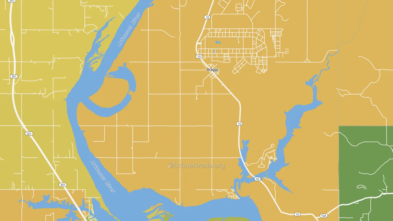 Braggs, OK Map of Vehicle Theft Rates