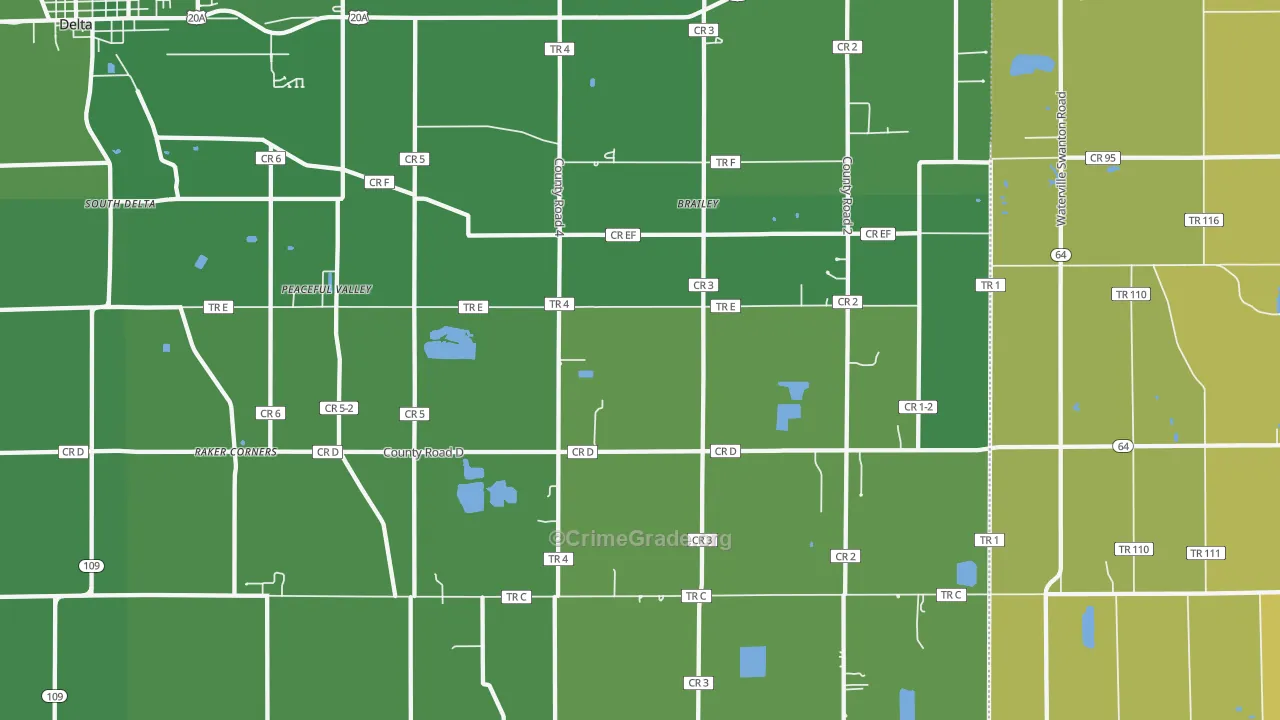 Brailey, OH Map of Vehicle Theft Rates