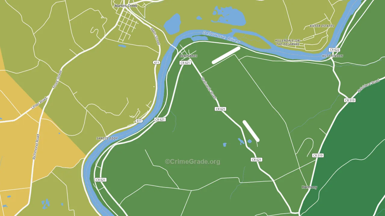 Brainards, NJ Map of Vehicle Theft Rates