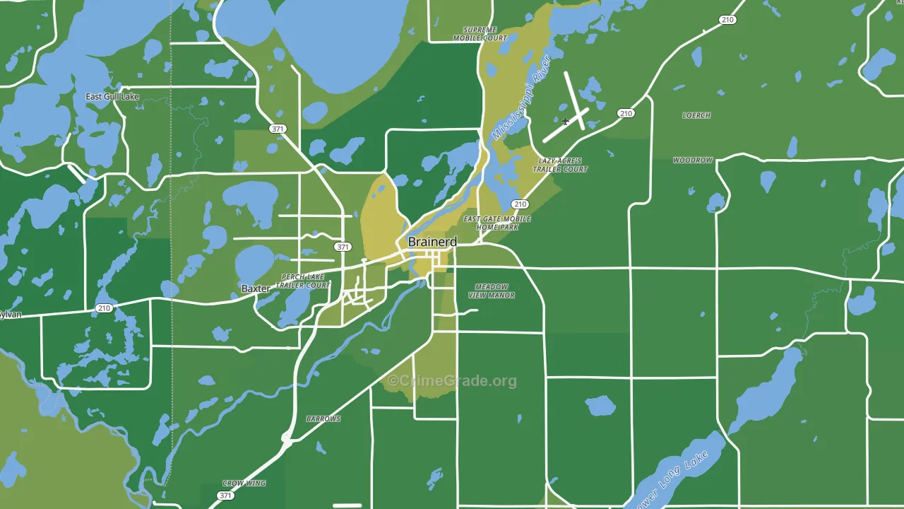 Brainerd, MN Map of Vehicle Theft Rates