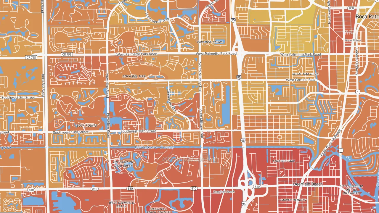 Bramalea, Boca Raton, FL Map of Vehicle Theft Rates