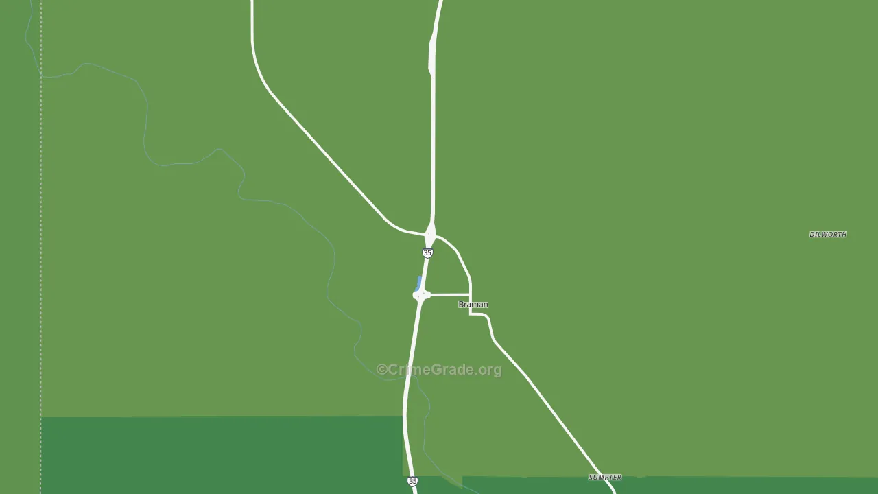 Braman, OK Map of Vehicle Theft Rates