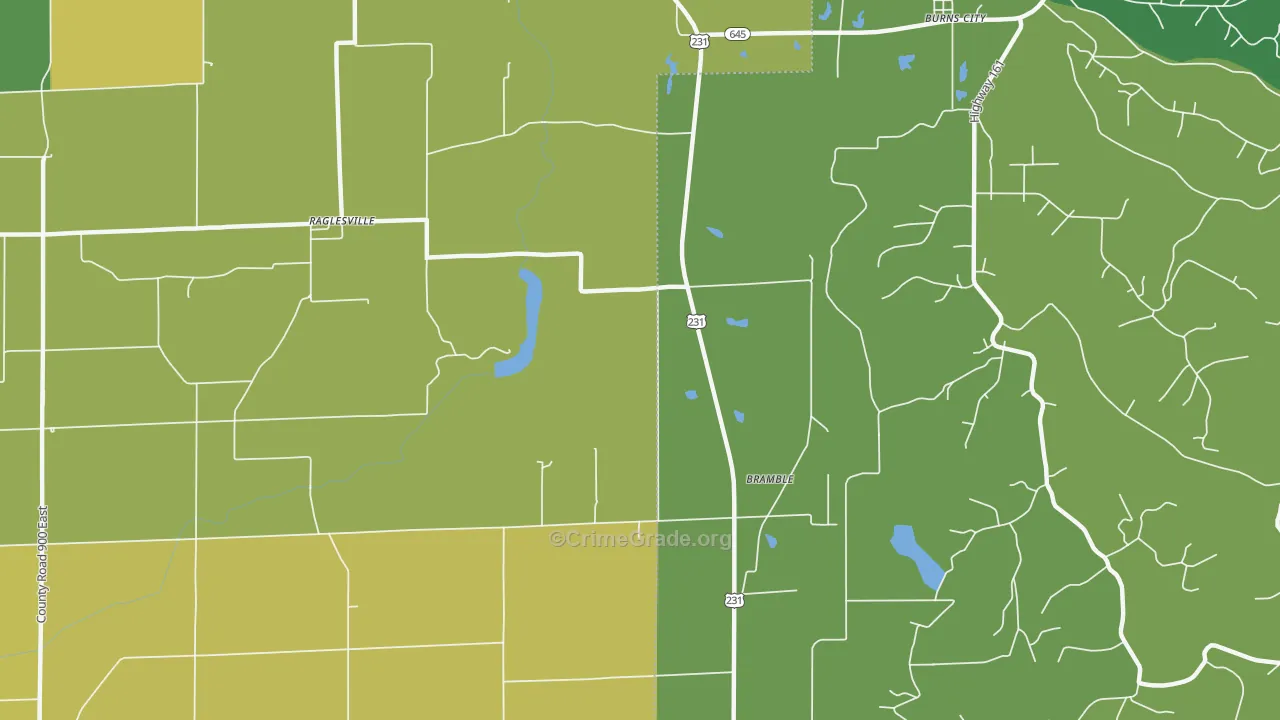 Bramble, IN Map of Vehicle Theft Rates