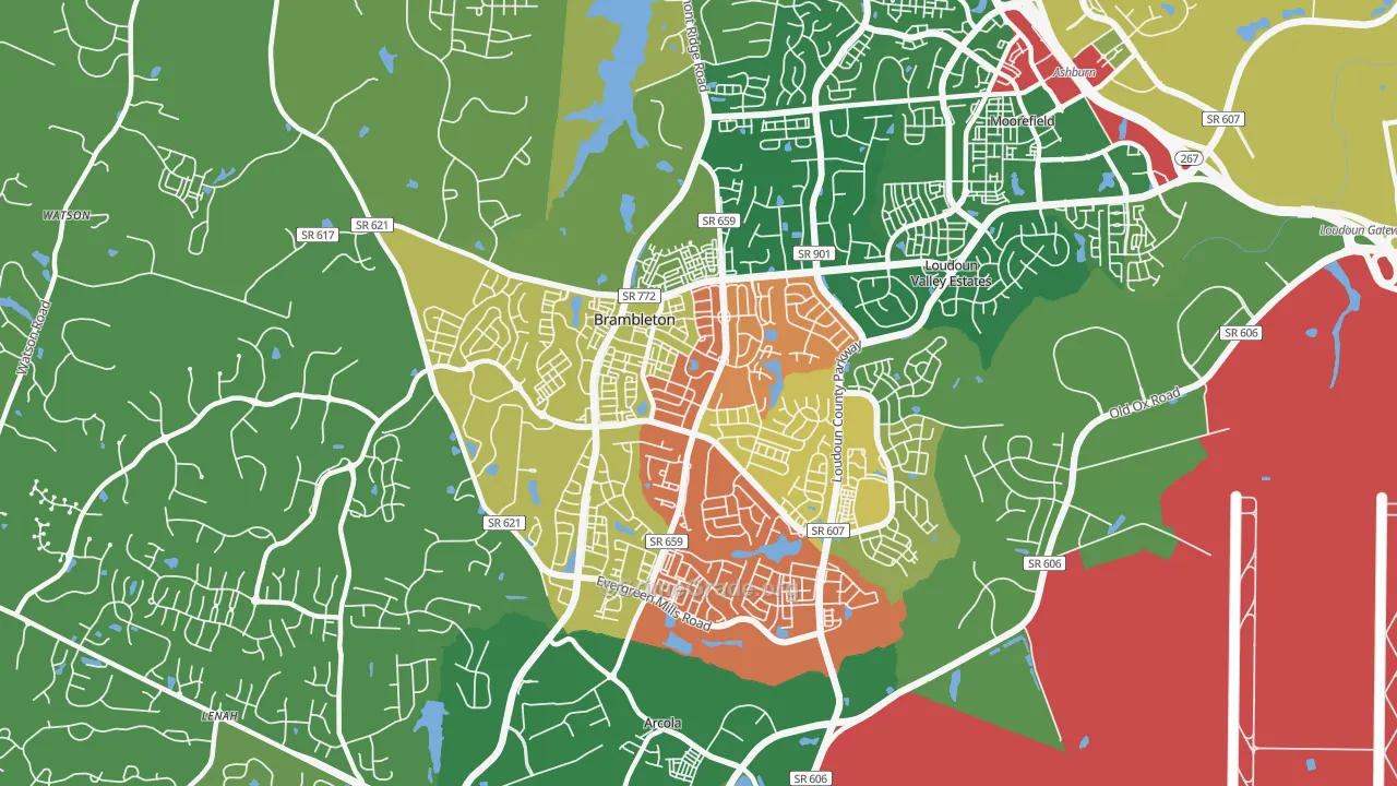 Brambleton, VA Map of Vehicle Theft Rates