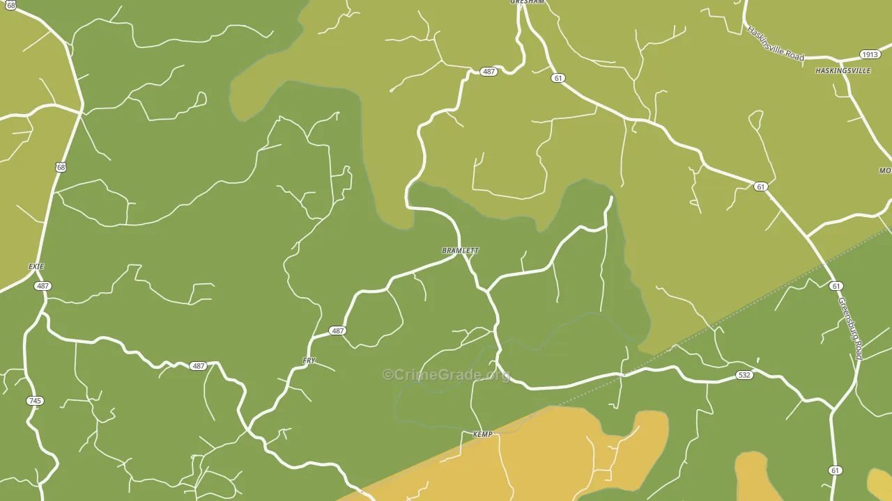 Bramlett, KY Map of Vehicle Theft Rates