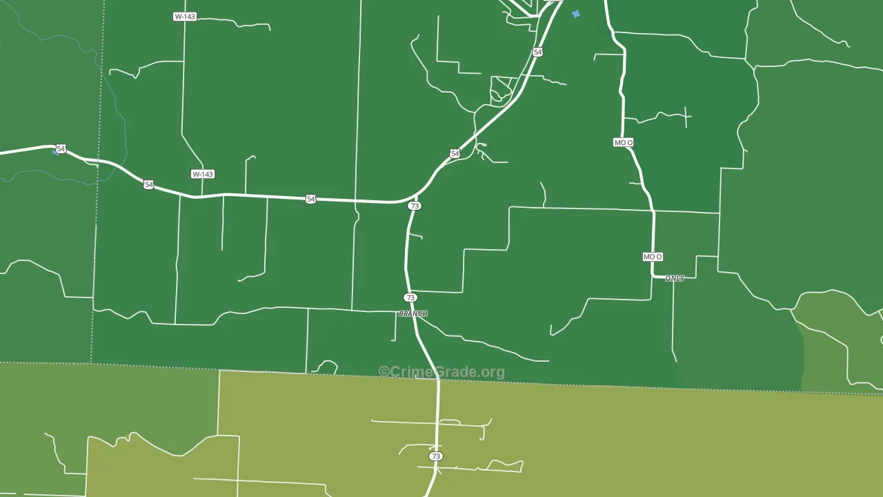 Branch, MO Map of Vehicle Theft Rates