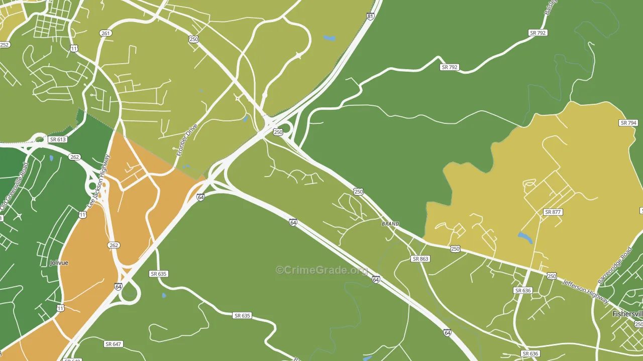 Brand, VA Map of Vehicle Theft Rates