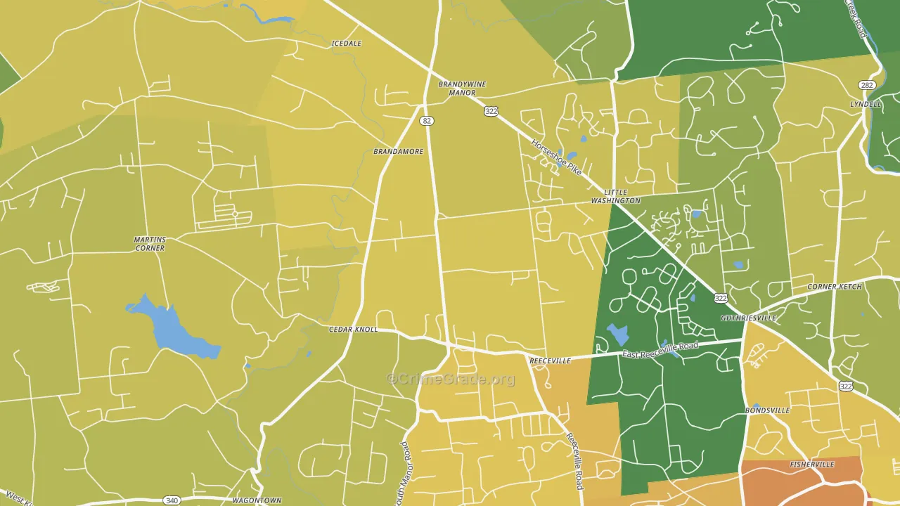 Brandamore, PA Map of Vehicle Theft Rates