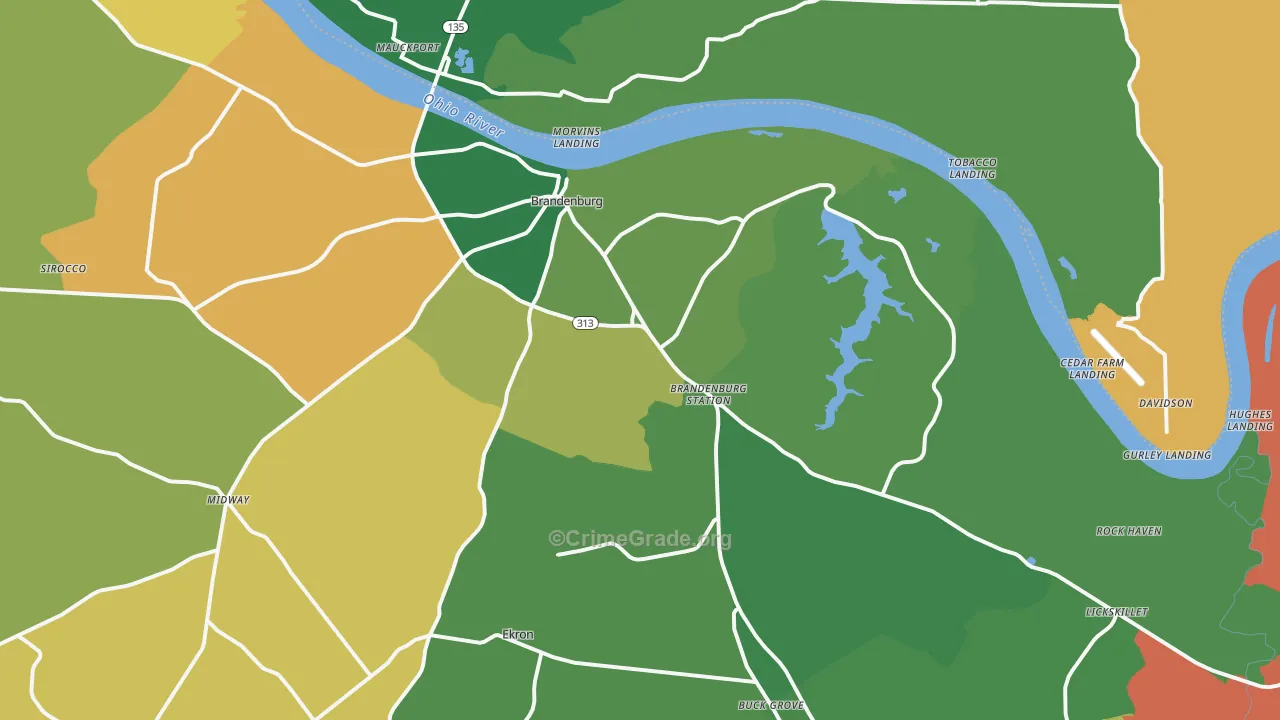 Brandenburg, KY Map of Vehicle Theft Rates