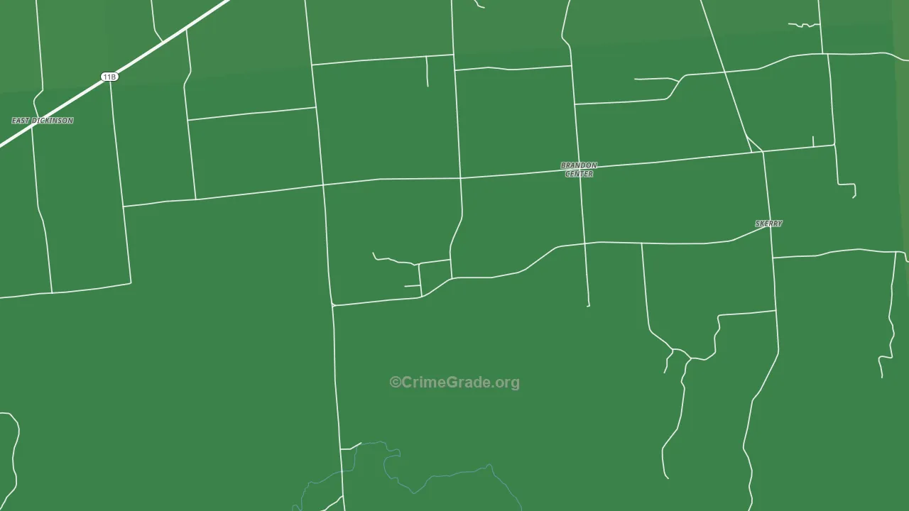 Brandon Center, NY Map of Vehicle Theft Rates