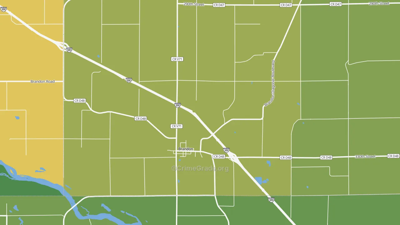 Brandon, IA Map of Vehicle Theft Rates