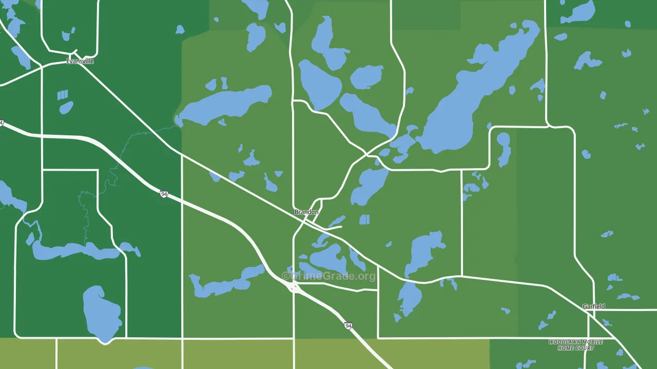 Brandon, MN Map of Vehicle Theft Rates