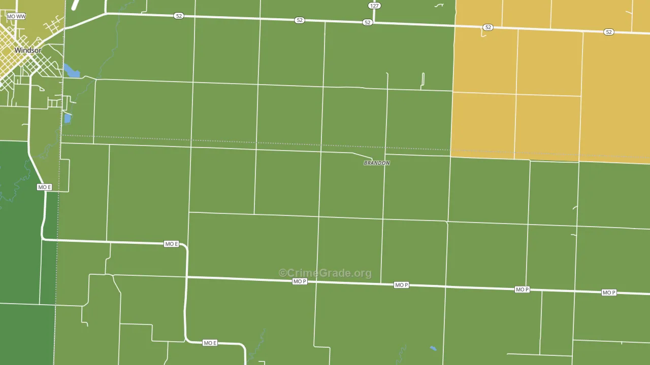Brandon, MO Map of Vehicle Theft Rates