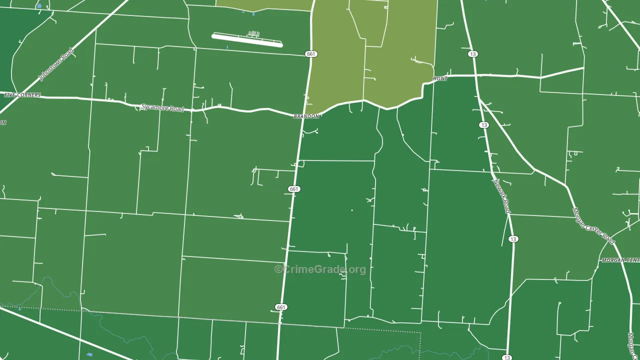 Brandon, OH Map of Vehicle Theft Rates