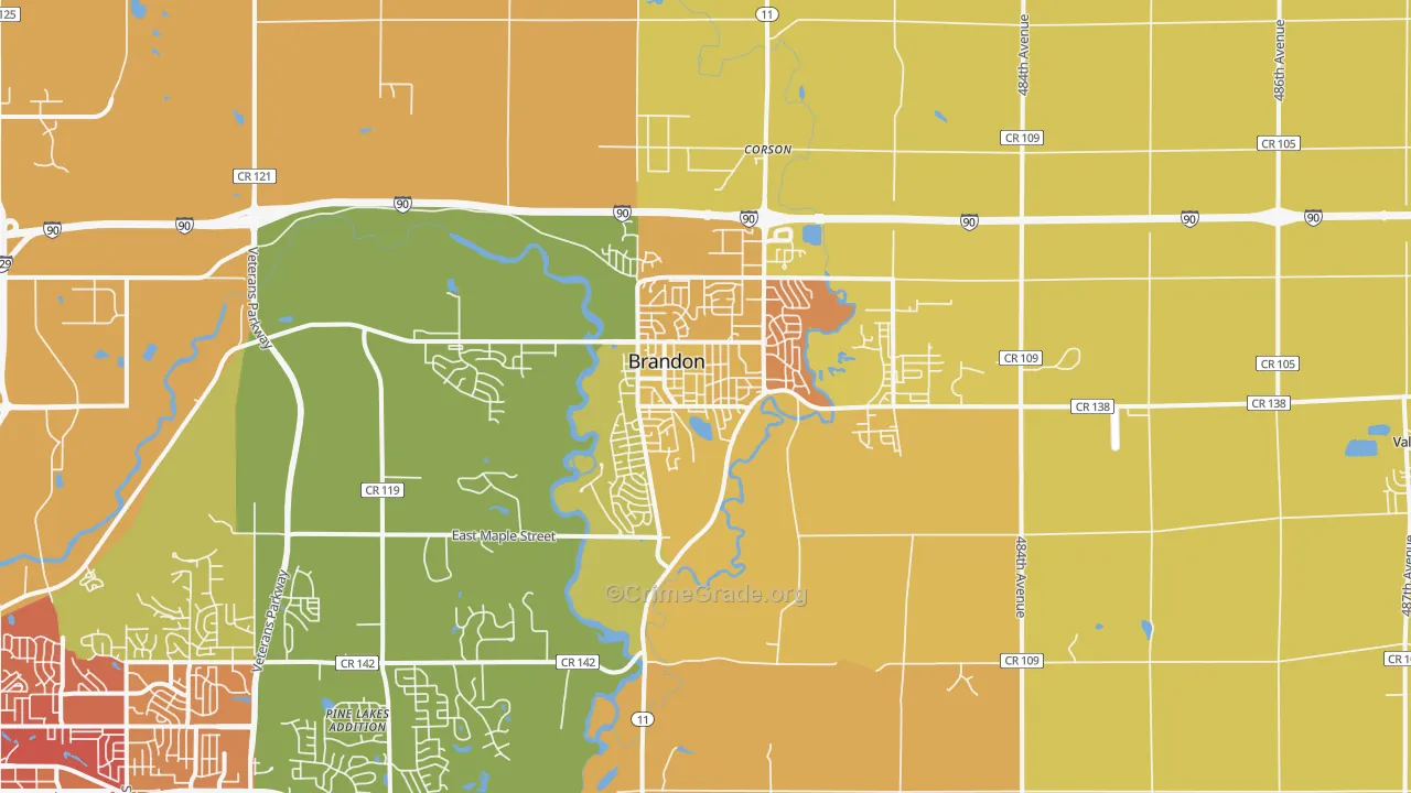 Brandon, SD Map of Vehicle Theft Rates
