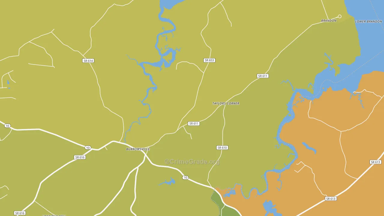 Brandon, VA Map of Vehicle Theft Rates