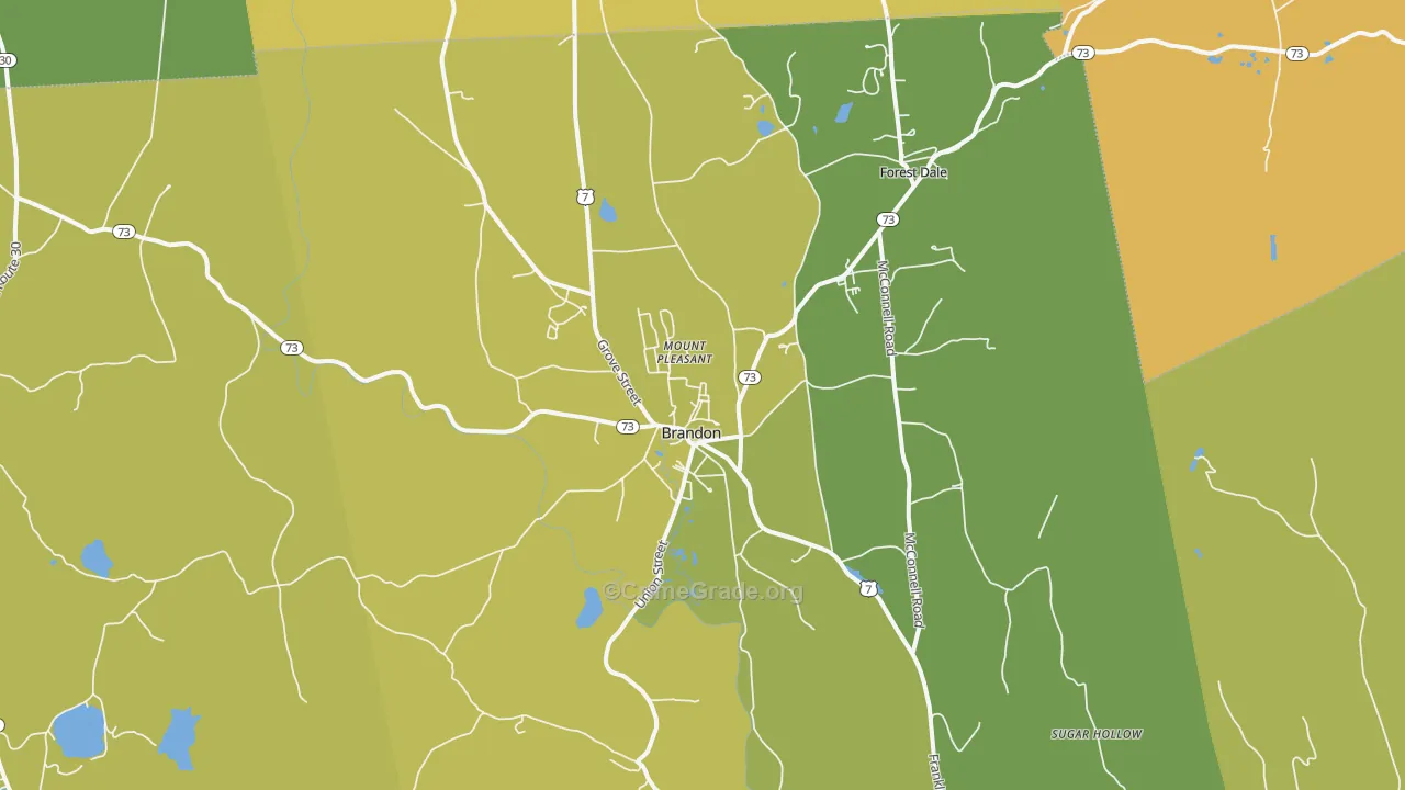 Brandon, VT Map of Vehicle Theft Rates