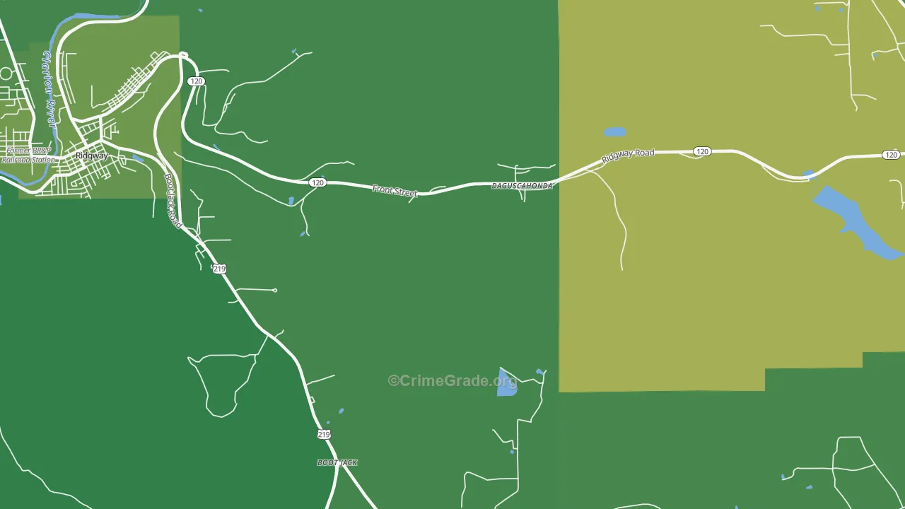 Brandy Camp, PA Map of Vehicle Theft Rates