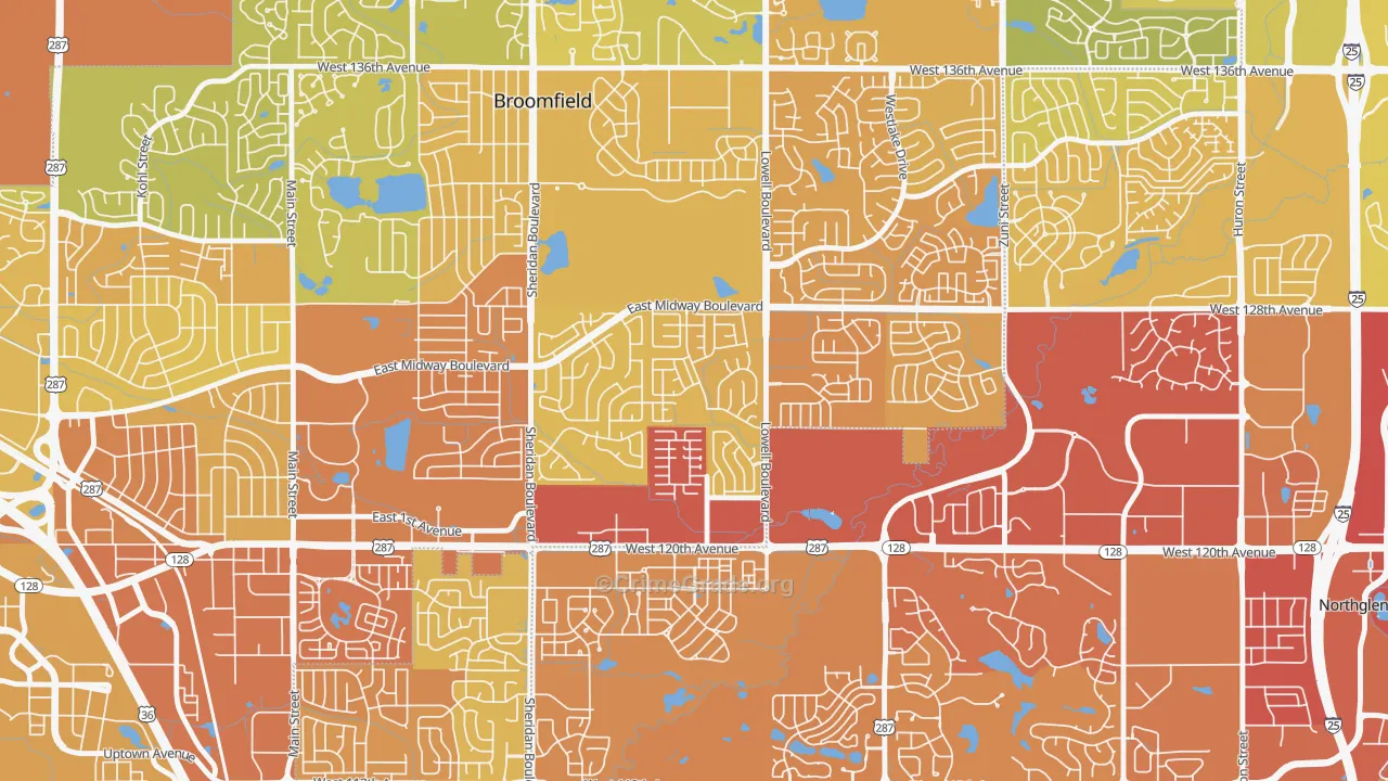 Brandywine, Broomfield, CO Map of Vehicle Theft Rates