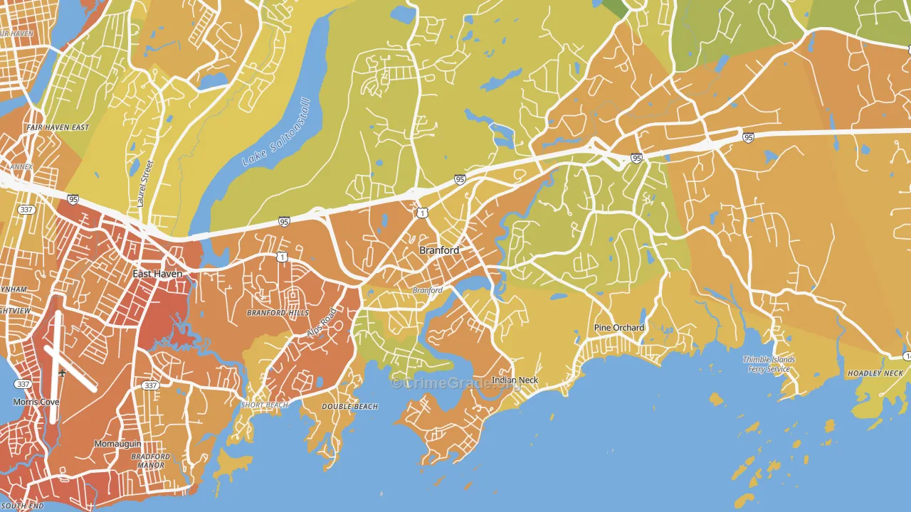 Branford, CT Map of Vehicle Theft Rates