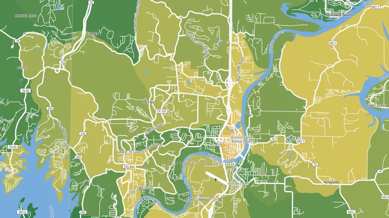 Branson, MO Map of Vehicle Theft Rates