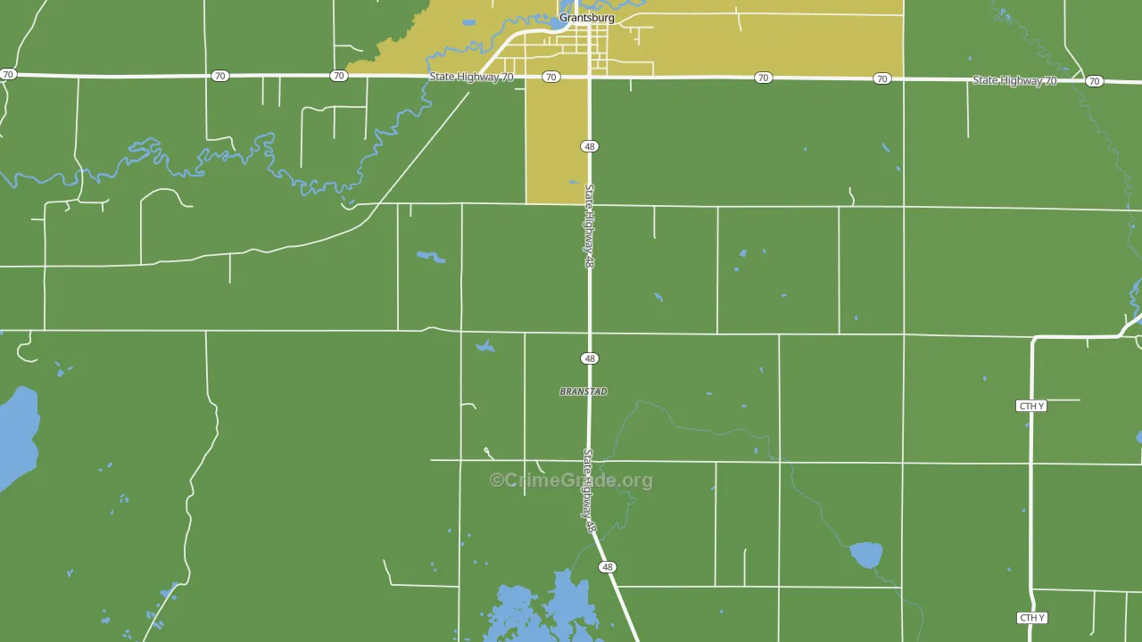Branstad, WI Map of Vehicle Theft Rates