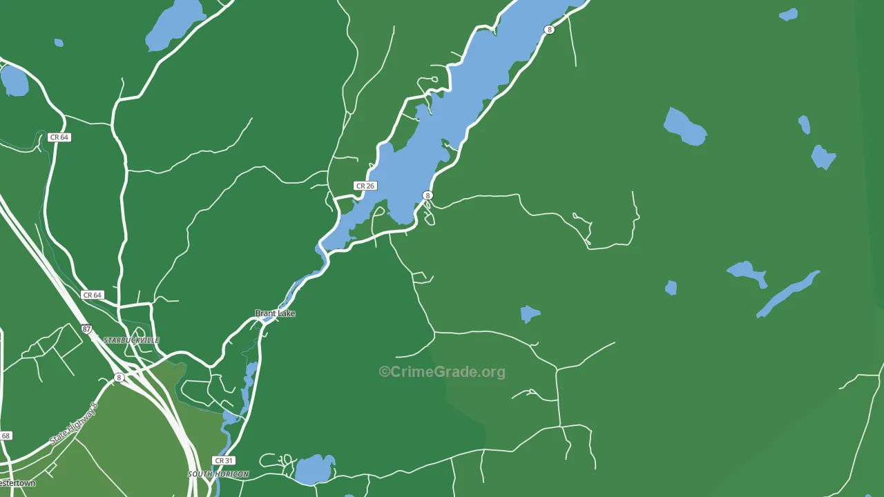 Brant Lake, NY Map of Vehicle Theft Rates