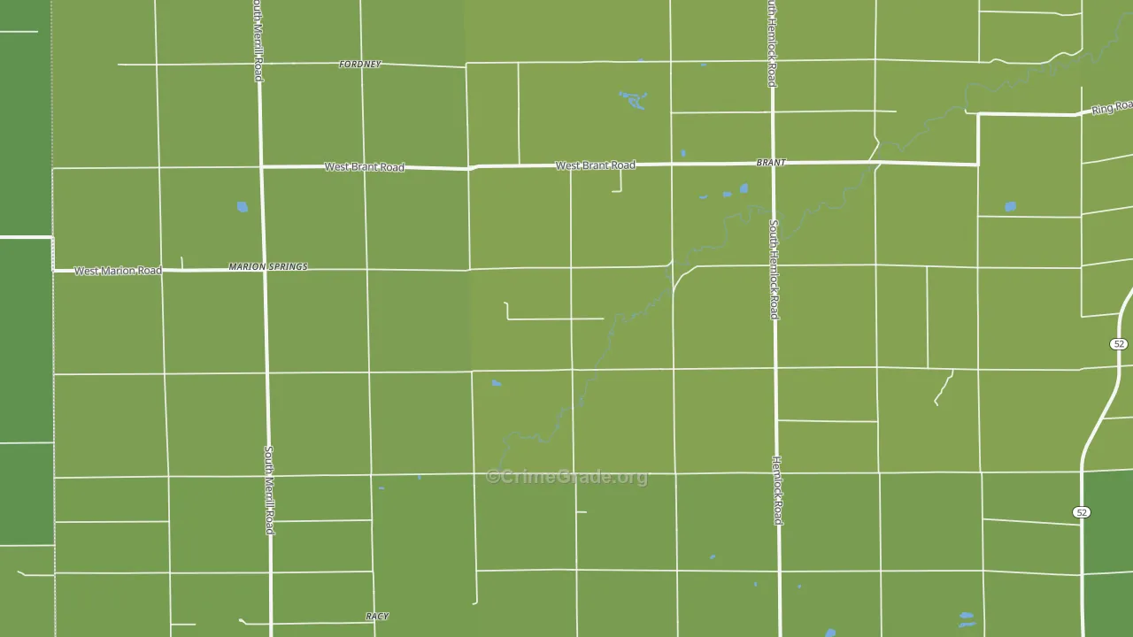Brant, MI Map of Vehicle Theft Rates