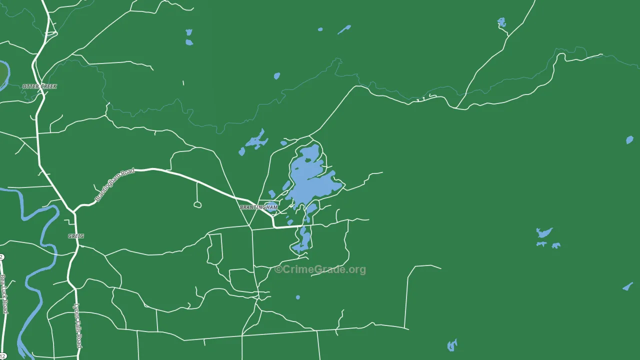 Brantingham, NY Map of Vehicle Theft Rates