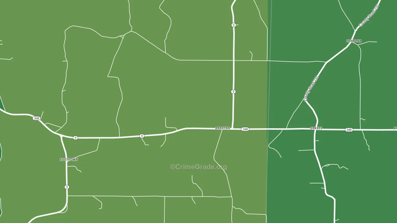 Branyan, MS Map of Vehicle Theft Rates