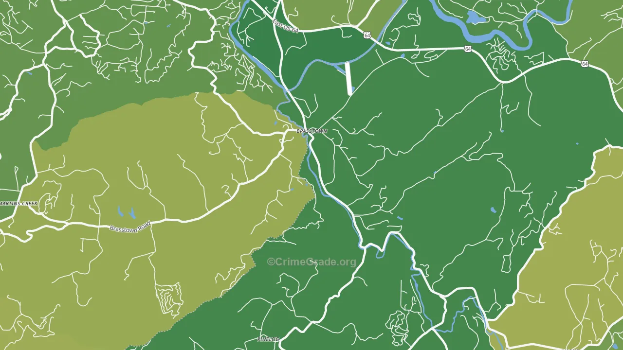 Brasstown, NC Map of Vehicle Theft Rates