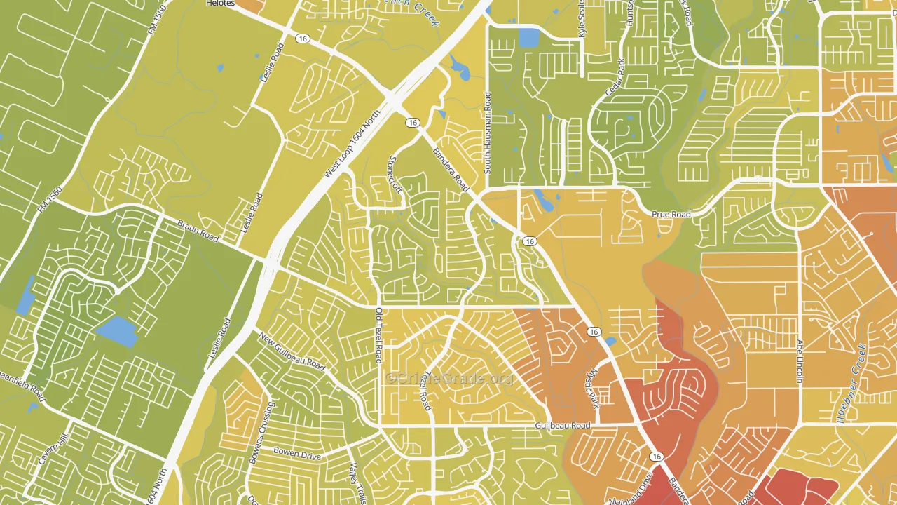 Braun's Farm, San Antonio, TX Map of Vehicle Theft Rates