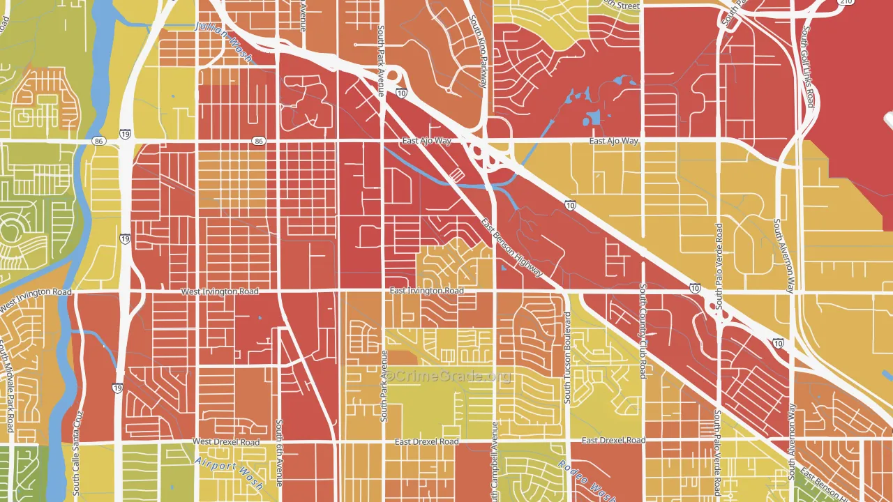 Bravo Park Lane, Tucson, AZ Map of Vehicle Theft Rates
