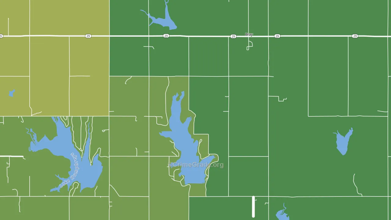 Bray, OK Map of Vehicle Theft Rates
